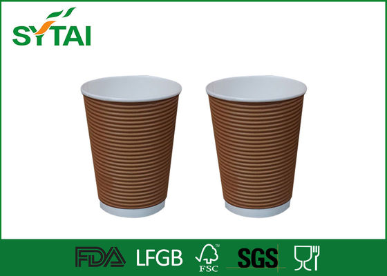 Chine Les tasses de papier d'ondulation biodégradable/12oz ont isolé les tasses de café de papier avec des couvercles fournisseur