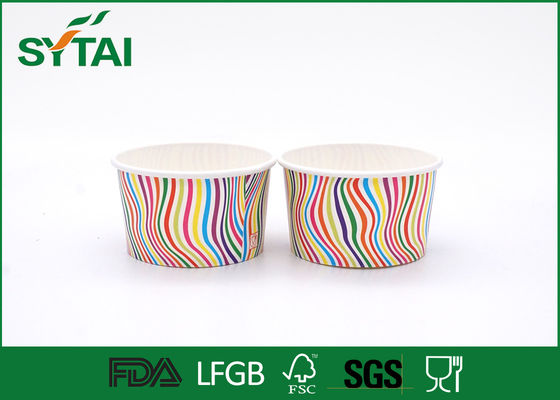 Stripe Pattern Paper Ice Cream Cups , Disposable Ice Cream Cups Customized