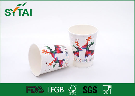 Chine Doubles tasses de café jetables isolées par logo fait sur commande blanc de papier peint pour Noël fournisseur