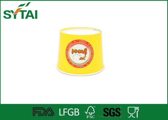 Chine La crème glacée faite sur commande imprimée colorée jaune met en forme de tasse favorable à l'environnement jetable fournisseur
