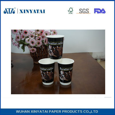 Paper Material Double Walled Paper Coffee Cups , Biodegradable Compostable Paper Cups
