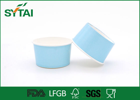 Chine Tasses de papier réutilisées par logo bleu de crème glacée, cuvettes jetables de crème glacée de Customizea fournisseur