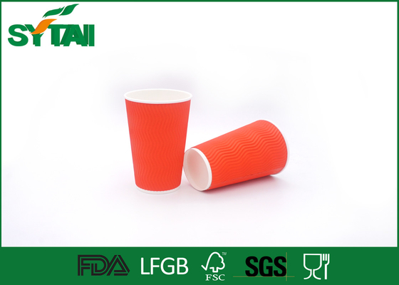 Chine Tasses de papier 4oz-22oz d'ondulation rouge faite sur commande avec des couvercles de plastique/papier, écologiques fournisseur