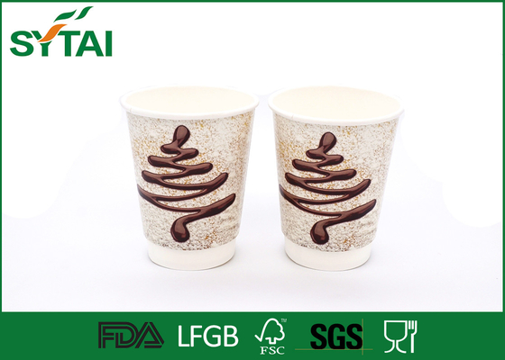 Chine Doubles tasses de papier peint de couvercles en plastique, tasses jetables 4 de boissons de dessert - once fournisseur
